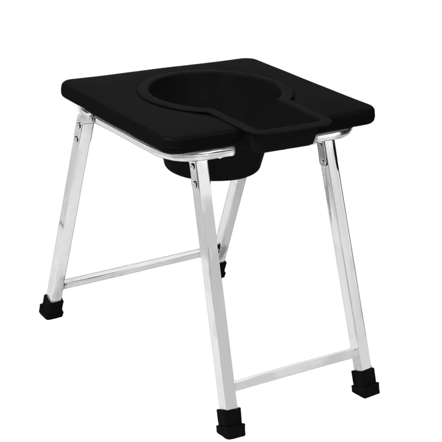 NEOSAFE Stainless Steel Premium Folding Shower Bathing Room Mobile Commode Stool Indian Toilet Seat for Elderly Disabled Man and Pregant Women Support Safe Chair Anti-Slip