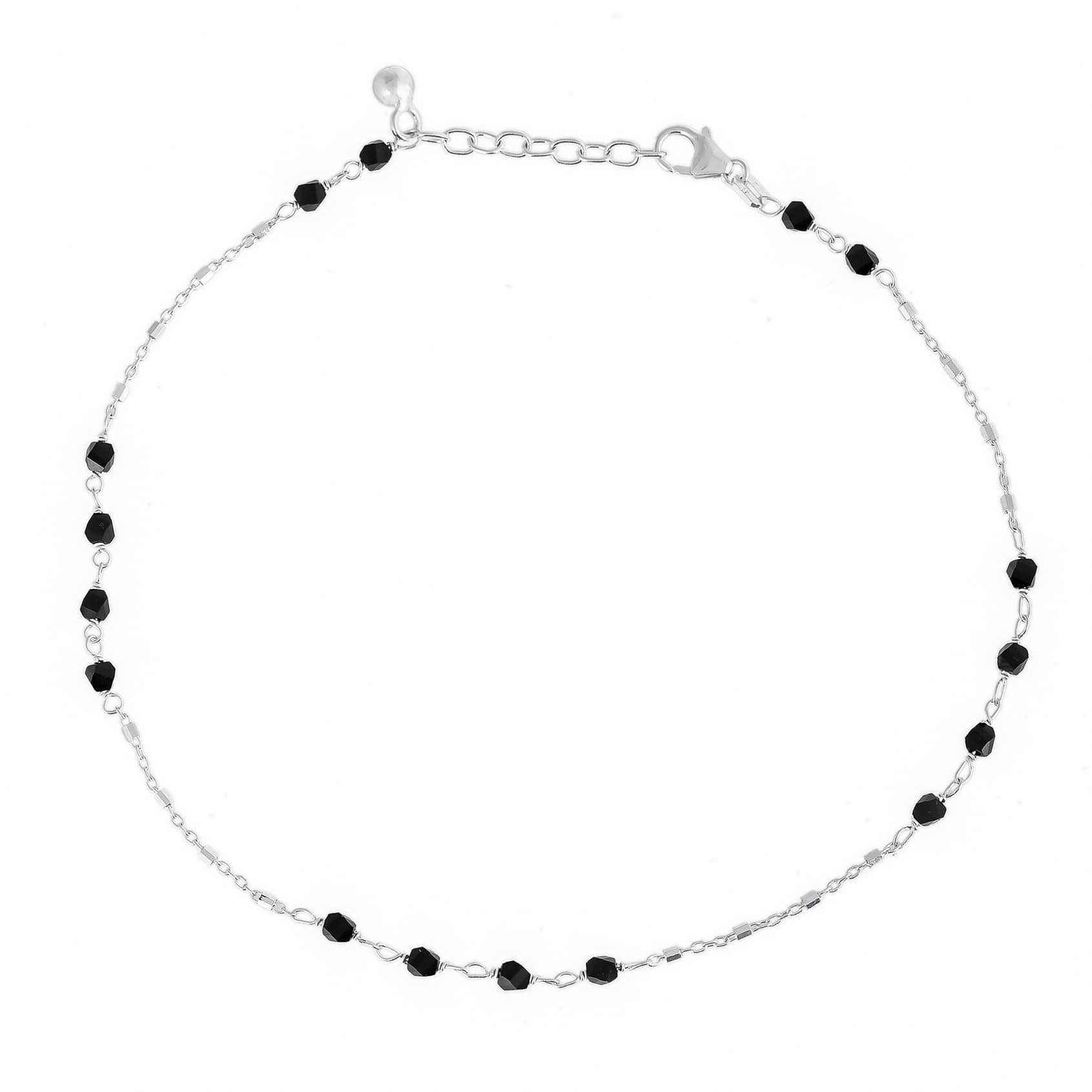 OVANA 925 Sterling Silver Black Bead Anklet for Women & Girls | Hallmarked 925 Silver Single Payal | Adjustable Anklet | Traditional & Modern Daily Wear Jewelry | Gift for Raksha Bandhan, Anniversary.