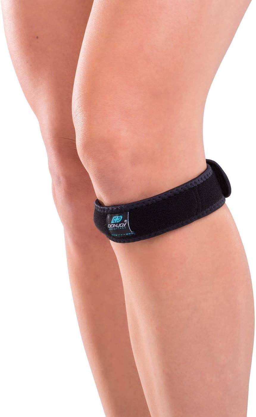 DonJoy Advantage DA161KB01-BLK Patella Tendon Strap for Tendonitis, Chondromalacia, Tubular Buttress for Pain Relief, Adjustable for Right or Left Knee, 13", 19"