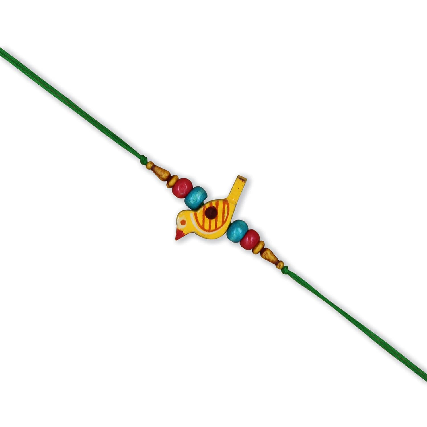 Prapti Handicrafts Wooden Sparrow Bird Beads Handmade Rakhi for Brothers/Boys Pack of 1