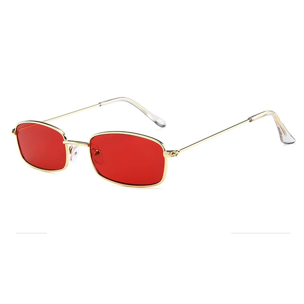 Armear Vintage Colored Sunglasses Retro Square Non Polarized Acrylic Lens (Gold/Red, 50)