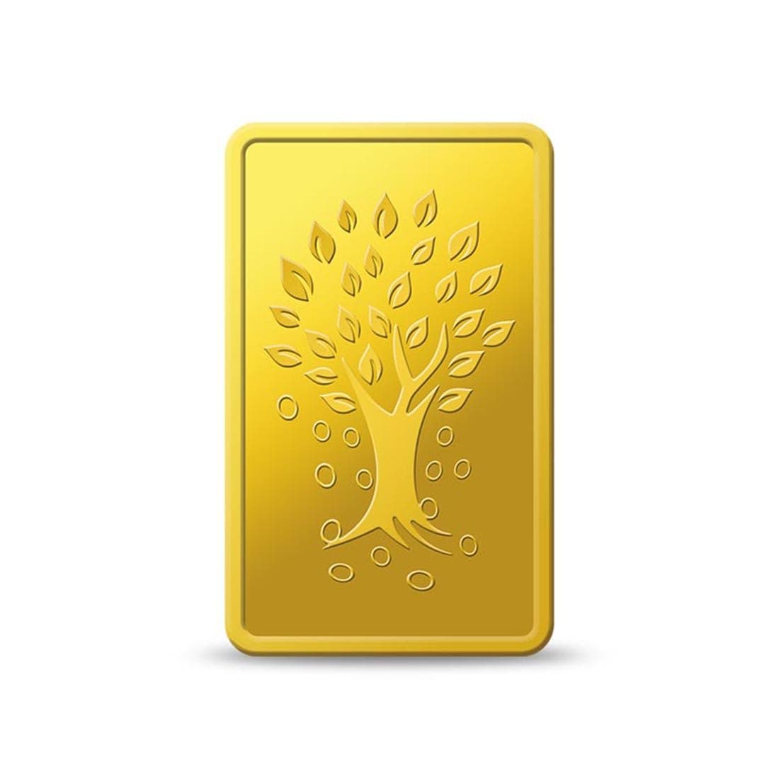 Kundan 1 gm, 24k(999.9) Yellow Gold Kalpataru Tree Precious Bar