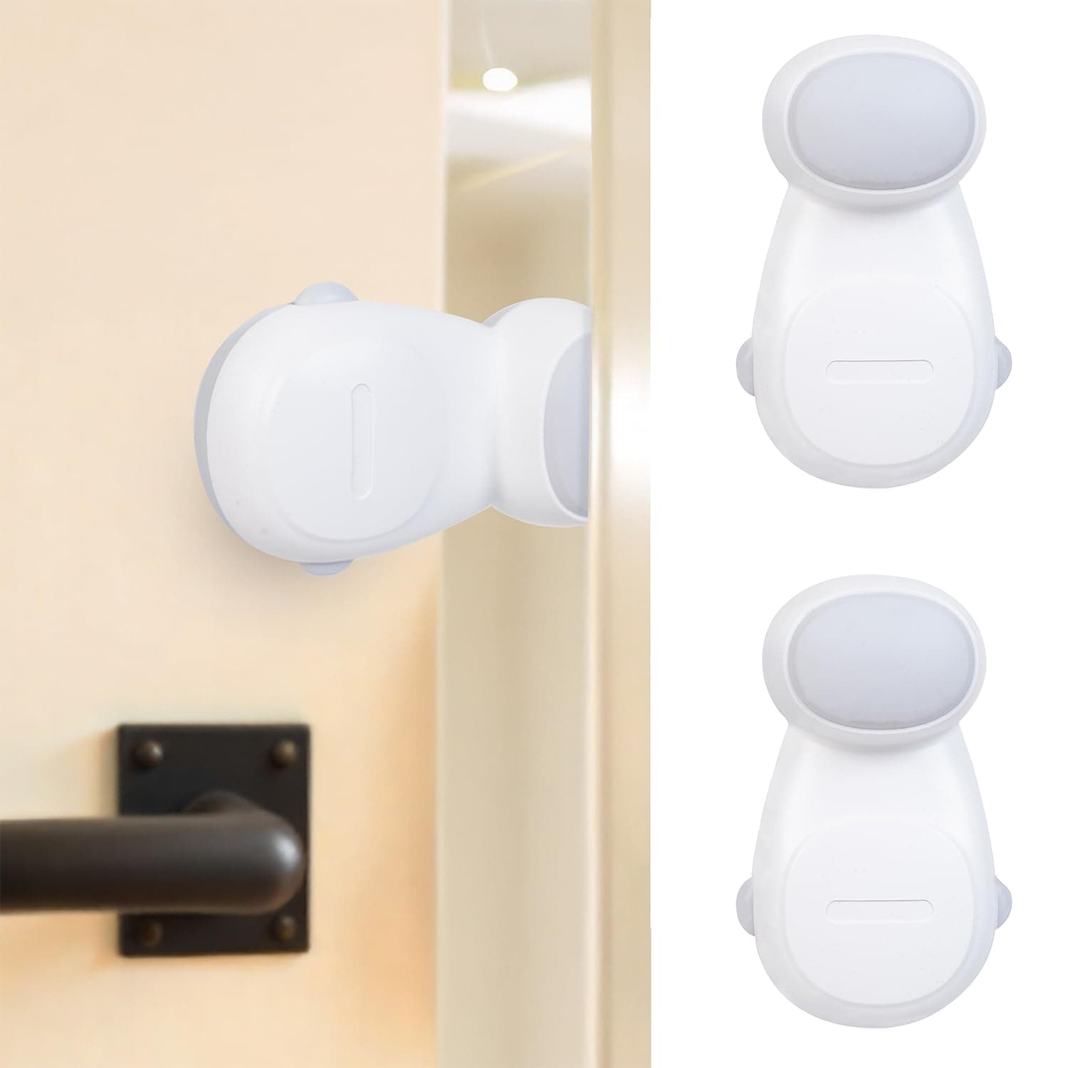BASEEFY 2 Pack Automatic Child Safety Door Stopper – Anti-Pinch Finger Guard for Kids, Strong Adhesive, 90° Rotating Door Slam Stopper, EN71-3 Certified