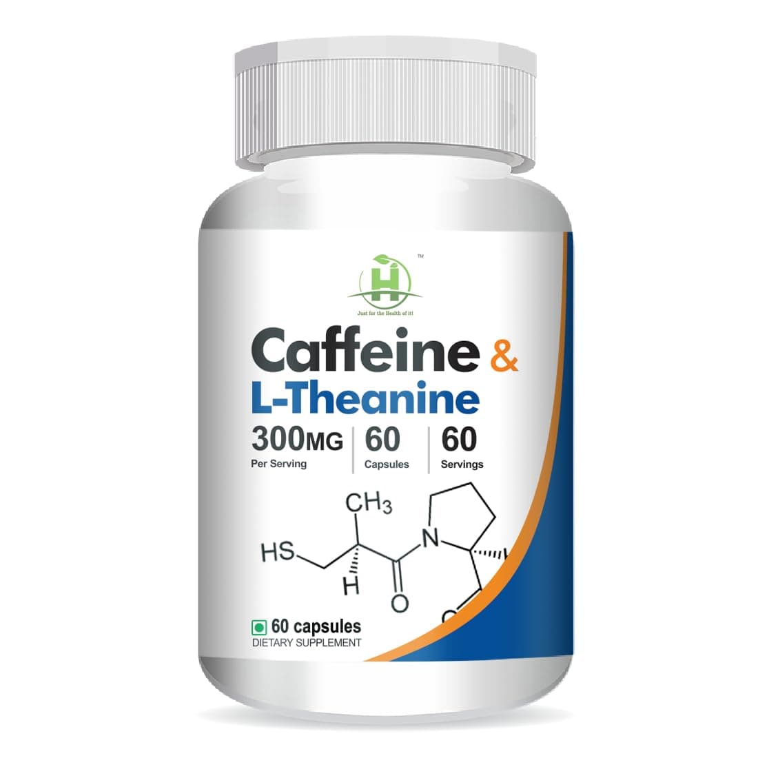 Healthy Nutrition Caffeine L-Theanine 300mg | Supports Focus & Mental Alertness | May Help Reduce Fatigue | Vegetarian Capsules for Men & Women | 60 Caps