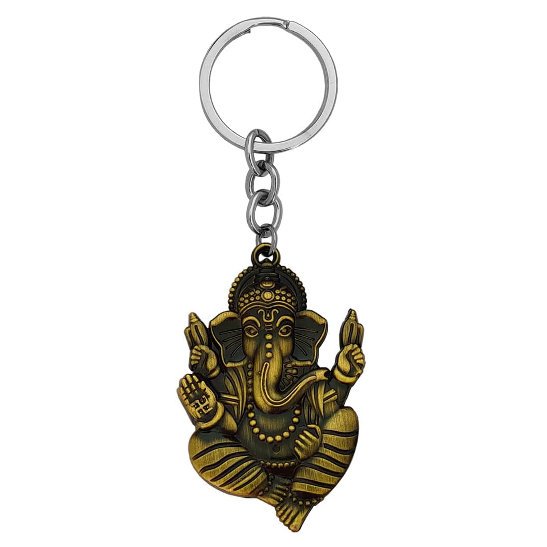 M Men Style Hindu God of Beginnings Lord Shree Ganesh Shiva' Son Locket with Chain Green Zinc Metal 00 Keychain and Keyring Gift for Men and Women