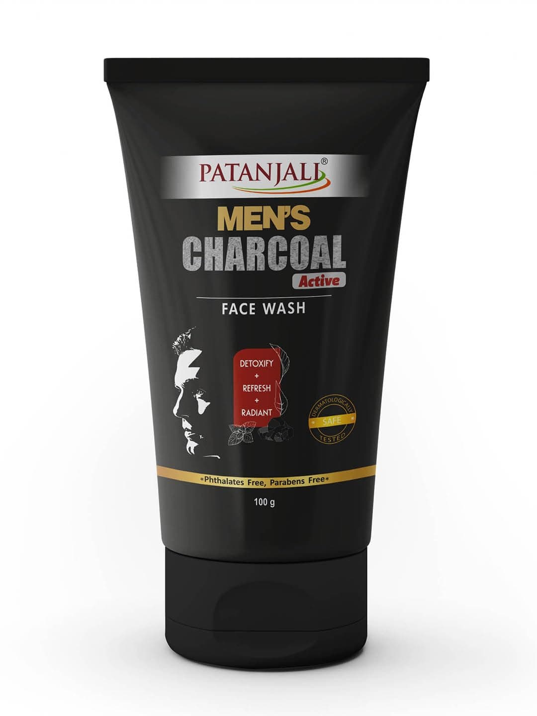 Patanjali Men's Charcoal Active Face Wash 100g, Deep Cleansing Face Wash for Men, Oil Control, Acne Removal & Refreshing Glow, Activated Charcoal for Oily Skin, Dirt & Pollution Removal