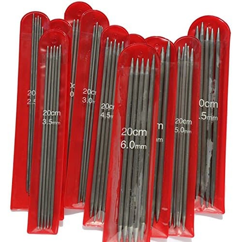 Z-COLOR 11 Sizes 55Pcs 7.9" Double Pointed Stainless Knitting Needles Set 2 MM -6.5 MM