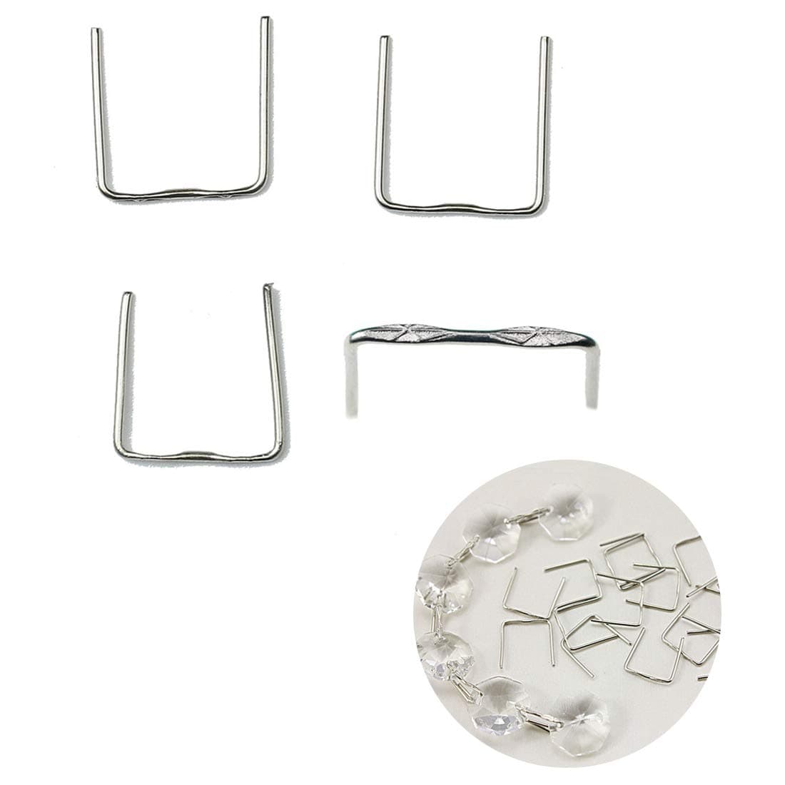 H&D 500Pcs Plated Silver Chandelier Lamp Metal Hanger Pins Crystal Prisms Beads Ball Connectors