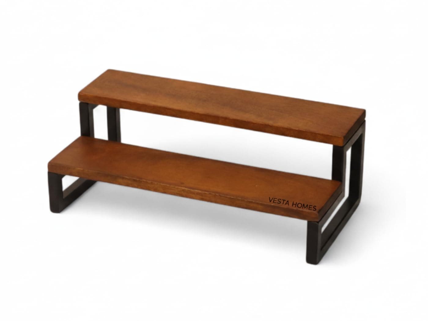 Vesta Homes Premium Solid Wood Home & Kitchen Organizer Freestanding 2- Tier Rack/Double Tray/Storage Shelves/Spice Shelf/Wooden Organizer for Office, Bedroom, 30.5x15.5 x11.5 cm,Handcrafted in India