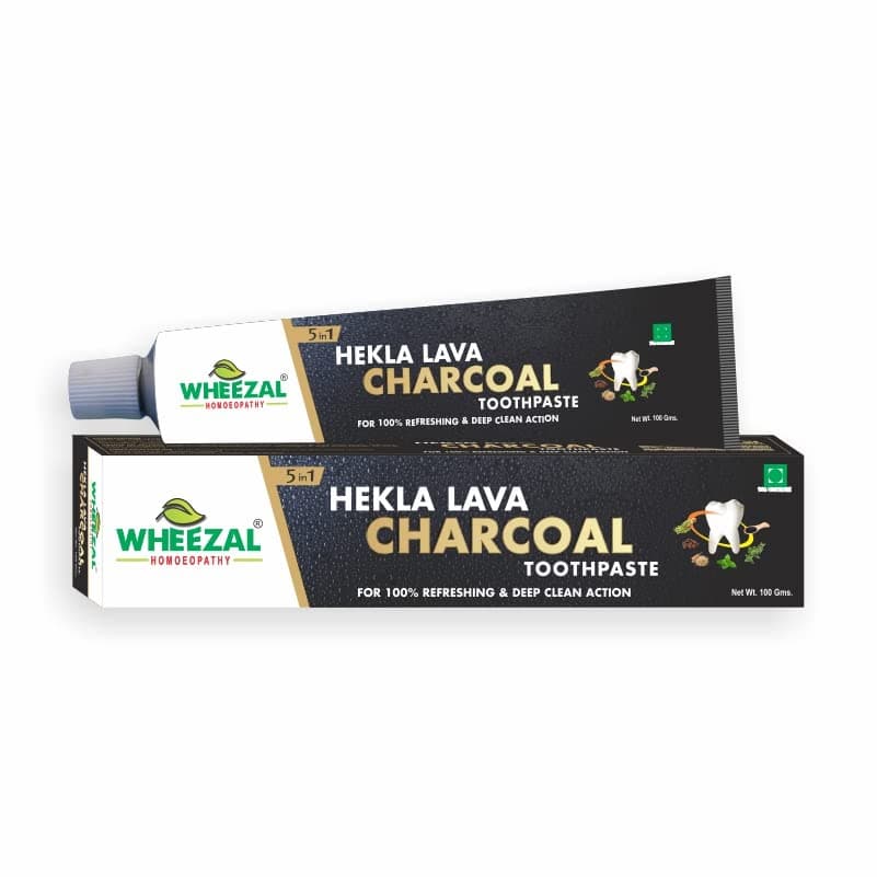 Wheezal Hekla Lava Freshening Charcoal Toothpaste (100g) (PACK OF 3)