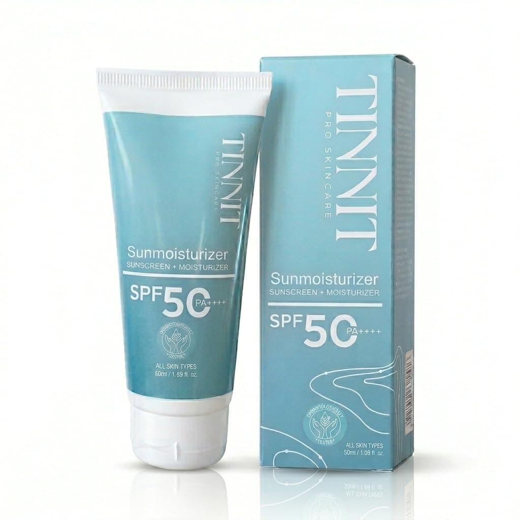 TINNIT Sunmoisturizer Combo (Sunscreen + Moisturizer) SPF 50PA ++++, For all Types of Skin, Get Glowing Skin with Sun Protection & Moisturiser, Light Weight, Water resistant upto 8 hours, 50 ml