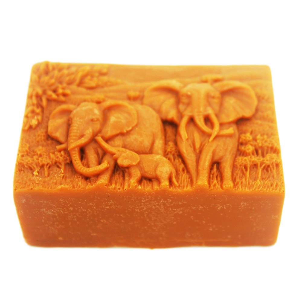 Longzang S507 Elephant Family Rectangle Shape Silicone Soap Mold 3D Handmade Craft Mould