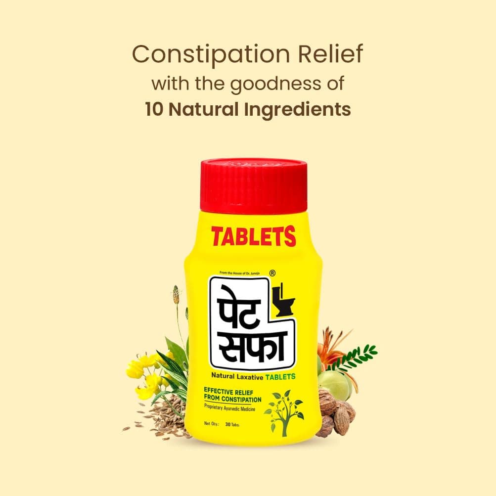 Pet Saffa Tablets | Natural Laxative | Constipation Relief | Relief from disgetive problems like Acidity, Gas & Bloating - 30 Unit (Pack of 4)