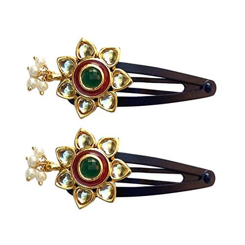 FURE Kundan Flower Snap Hair Clip