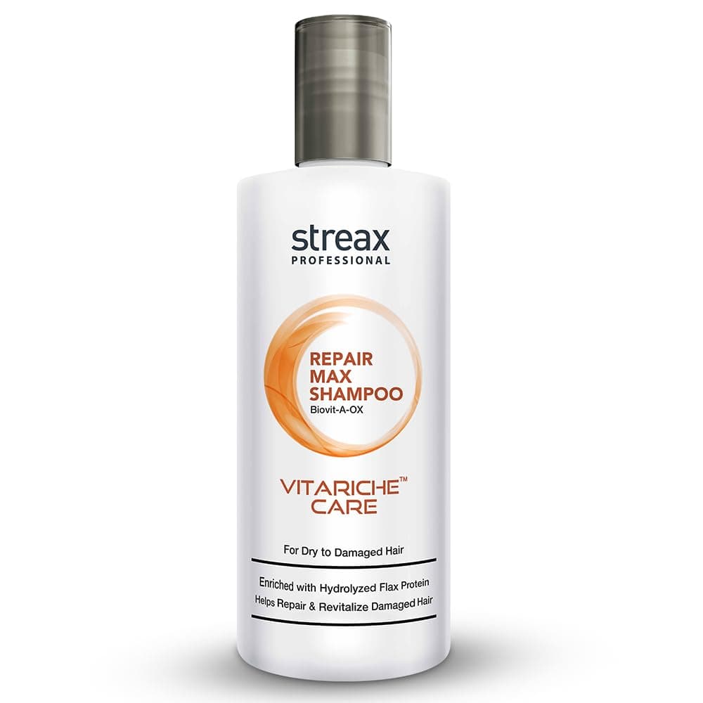 Streax Professional Vitariche Care Repair Max Shampoo,300ml| Mild Everyday Shampoo| Hair Shampoo for Women & Men|With Biovit-A-OX Complex, Hydrolysed Flax Protein & |Ceramide|For Dry, Damaged Hair