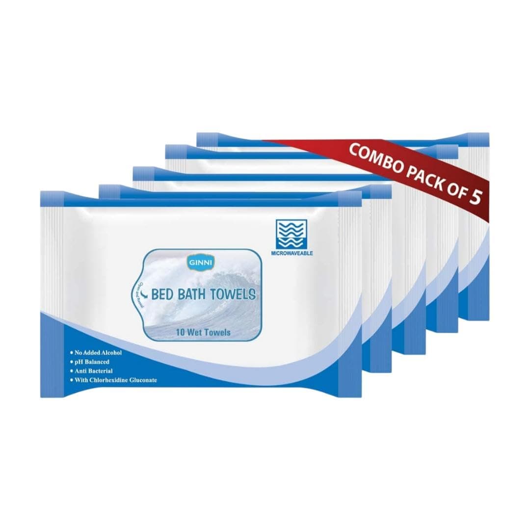 GINNI Hygiene Bed Bath Towel Big Wet Wipes For Adults, Patients & Baby Wet Wipes & Refreshing Sponge Bath (10 Pulls/Pack) (Pack of 8)