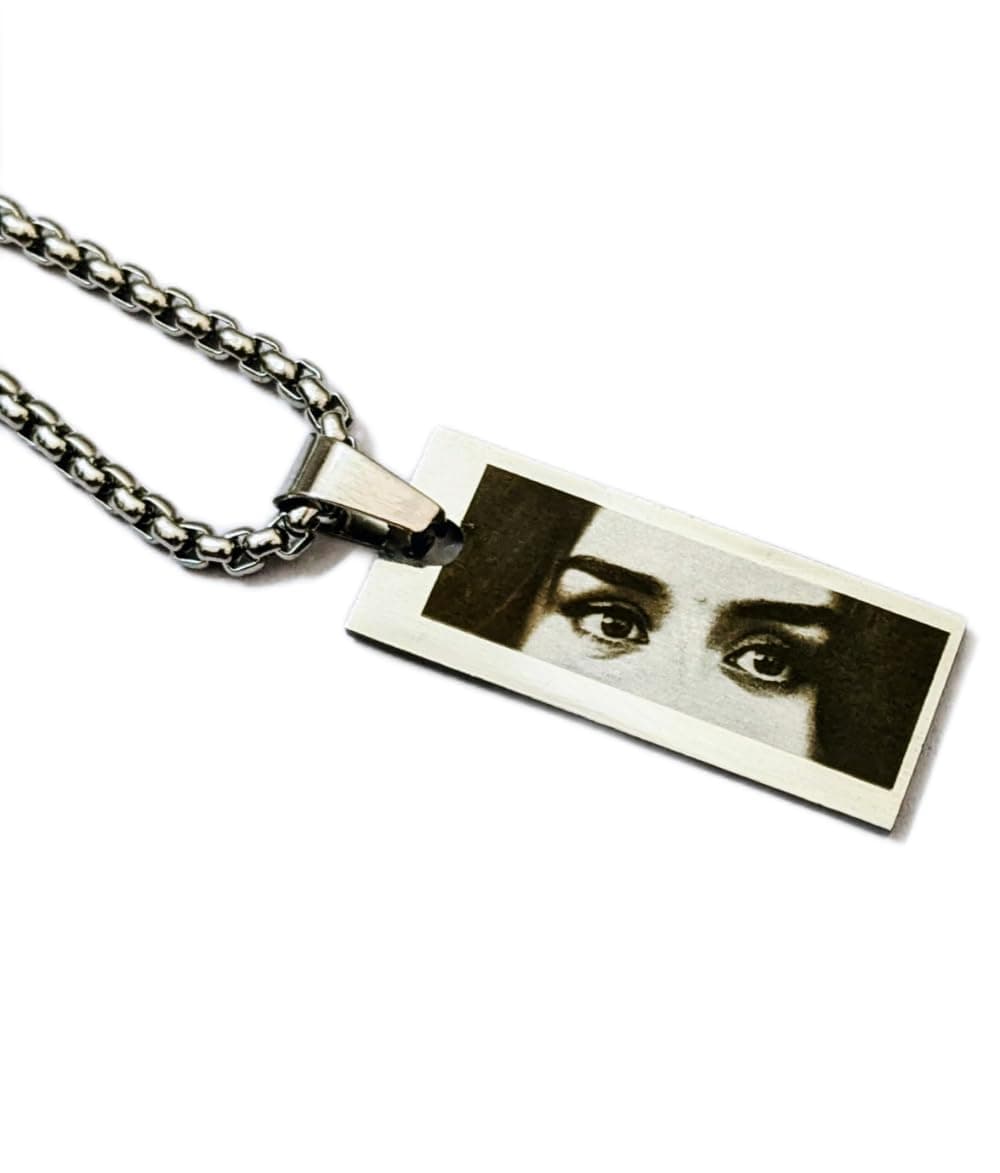 Chhavi Craft Personalized Photo Necklace - Eye/Half Face Engraved Pendant with Name on Backside - Unique Gift for Girlfriend, Boyfriend, Anniversary