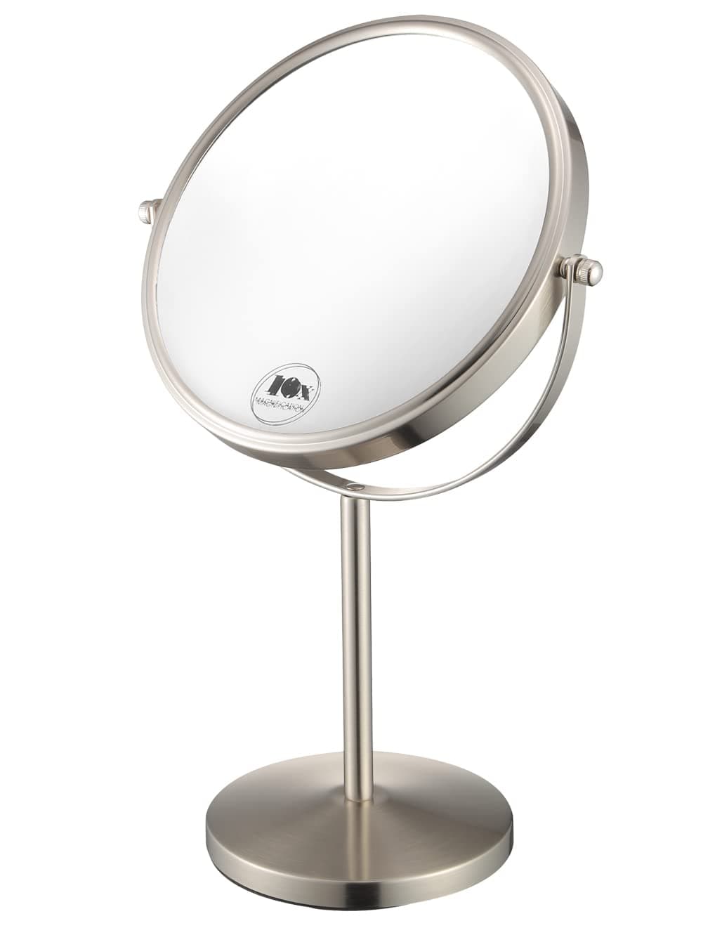 8-Inch 10x Magnification Makeup Mirror Tabletop Two-Sided Swivel Vanity Mirror Nickel finished ALHAKIN