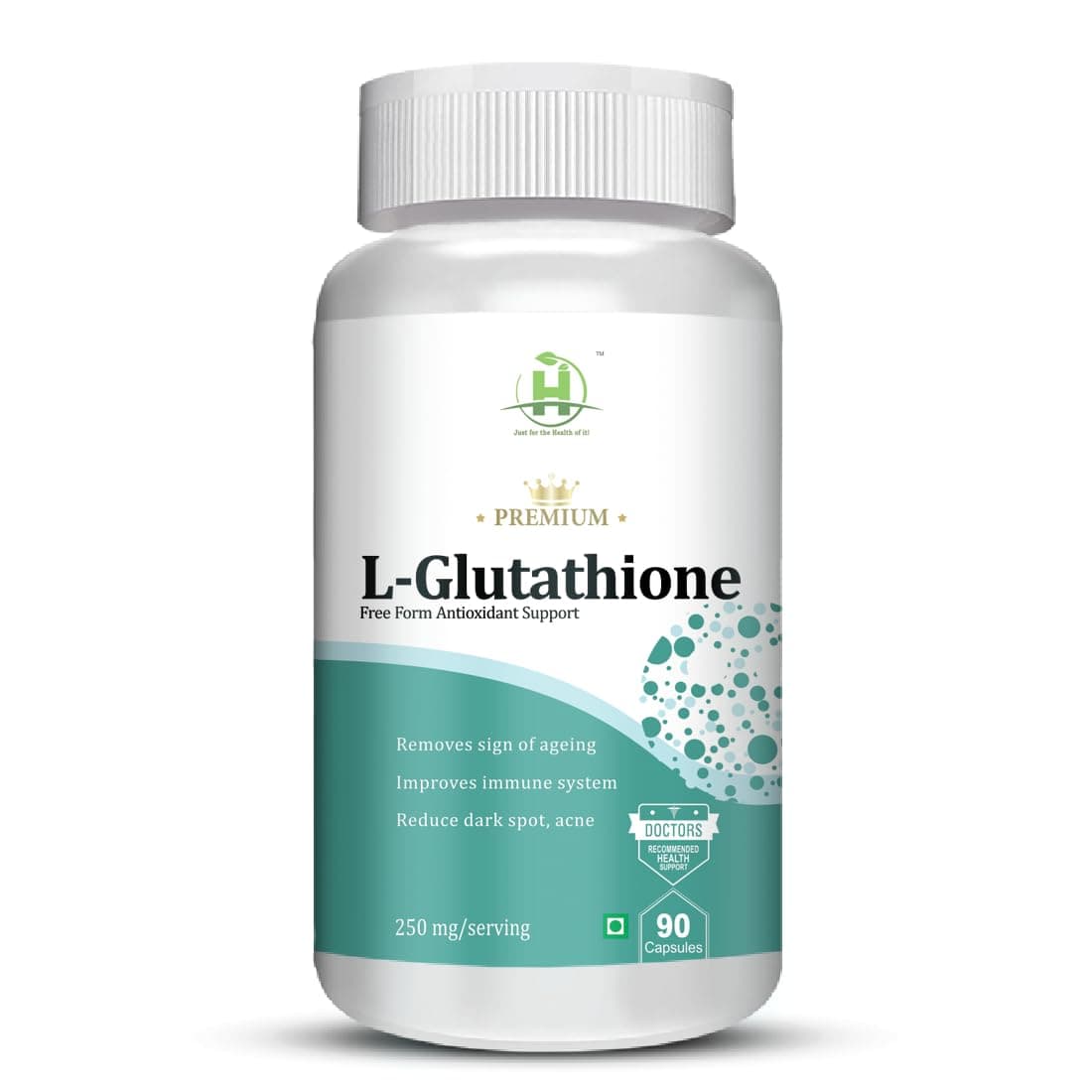 Healthy Nutrition - Just for the Health of it L-Glutathione - 250mg For Immune & Heart Health Support, Glowing Skin, Skin Whitening, Rich Antioxidants-(90 Veg Capsules)