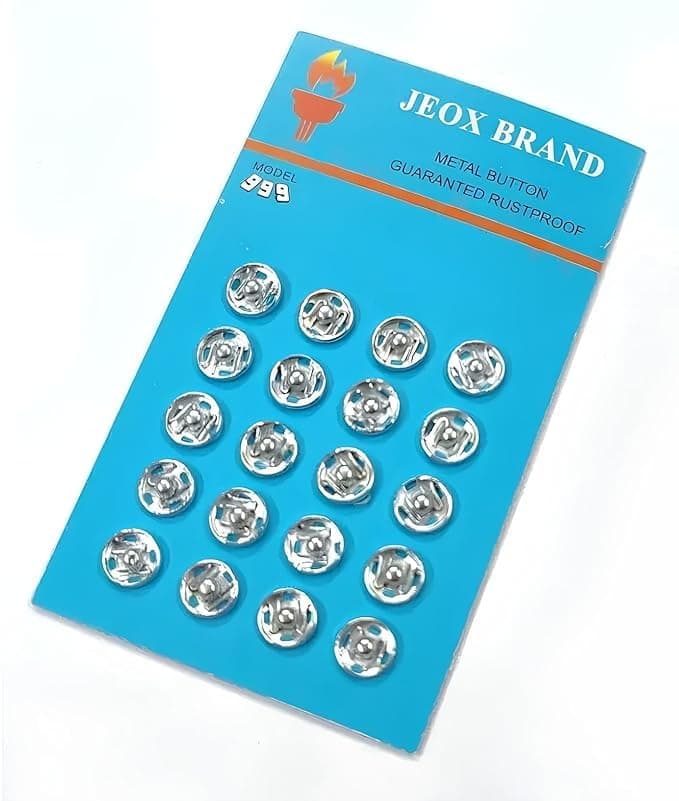 Gemsy 8mm Silver Snap Buttons 20pcs – Pack of 1 | Fancy Pressing Tich Clip Hook Buttons for Clothes, Sewing, Dressmaking & DIY | Snap Press Button for Garments & Craft Projects