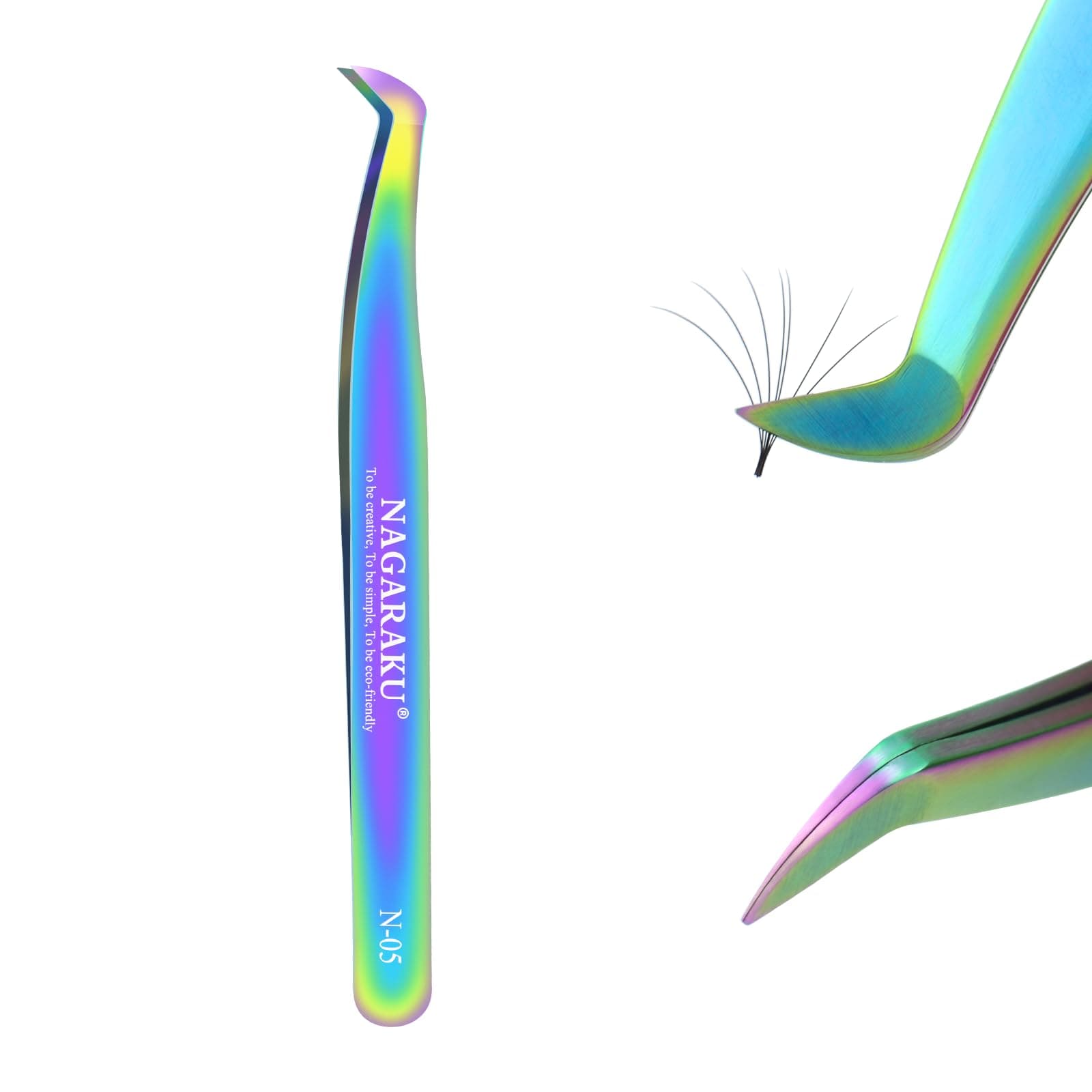 NAGARAKU Tweezers Stainless Steel Tweezers Especially for Mink Eyelash Extension Lashes Curved Straight Clip Pincers N-05: N-05