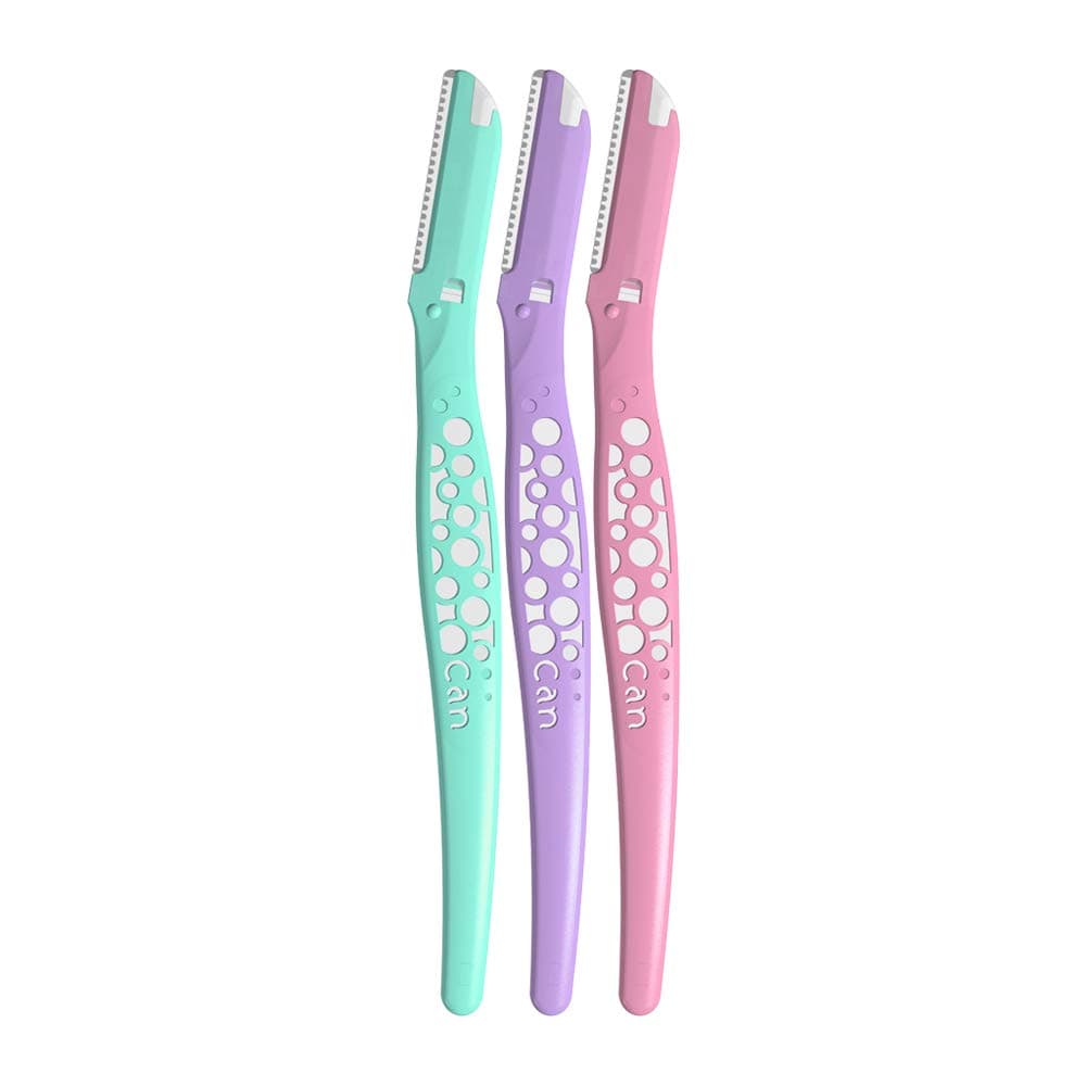 KAI Japanese Technique Can-Bubble Face Razor for Women | Face Trimmer for Women | Dermaplaning Razor for Upper Lip, Chin, Peach Fuzz, Forehead & Sideburns | Multi Color | Pack of 3