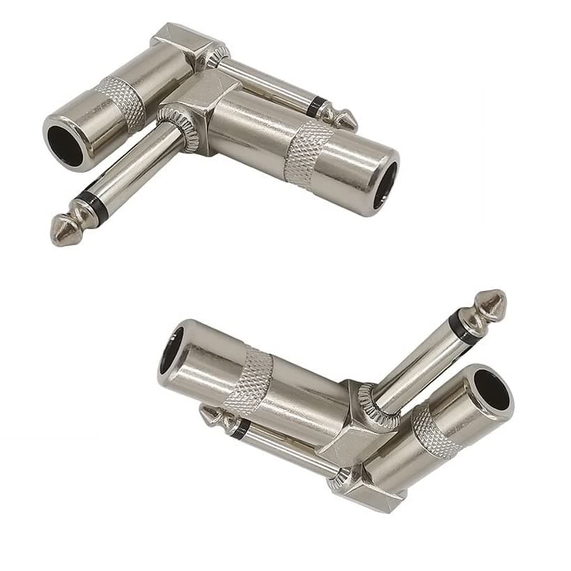 fdealz® [ 4 Pieces ] Metal Right Angle 6.35mm Plug Male Mono Plug L-shape Audio Connector 1/4" 6.35 90 Degree Jack Solder Connector for Guitar Audio