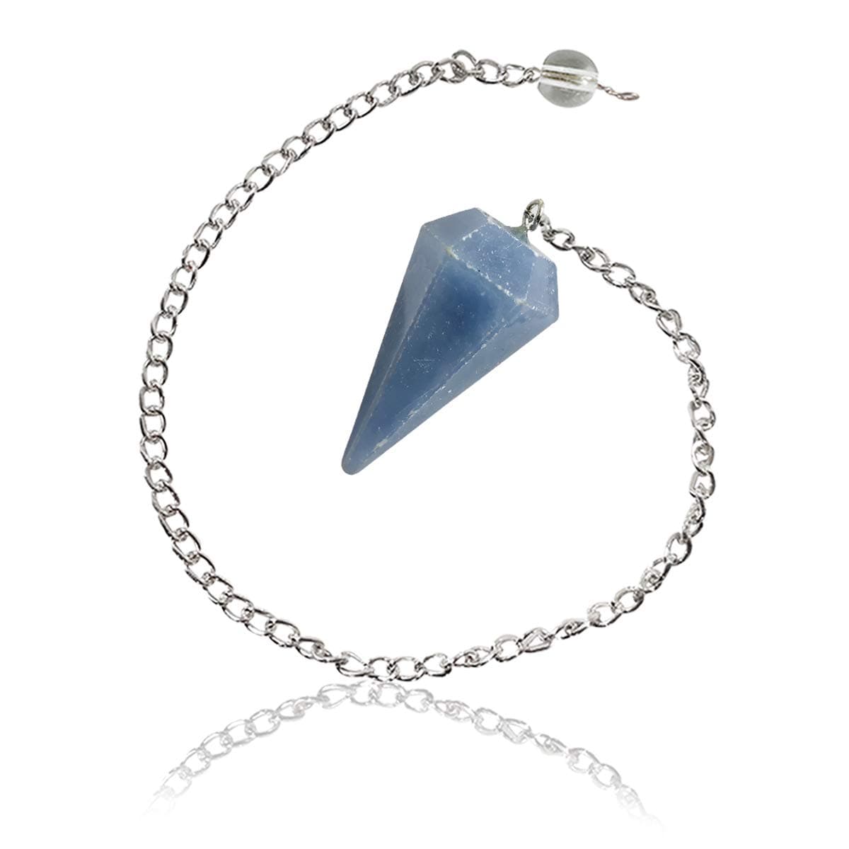 Crystu Angelite Dowser Pendulum 6 / Six Faceted Crystal Stone Dowser Pendulum Dowsing for Healing Gemstones