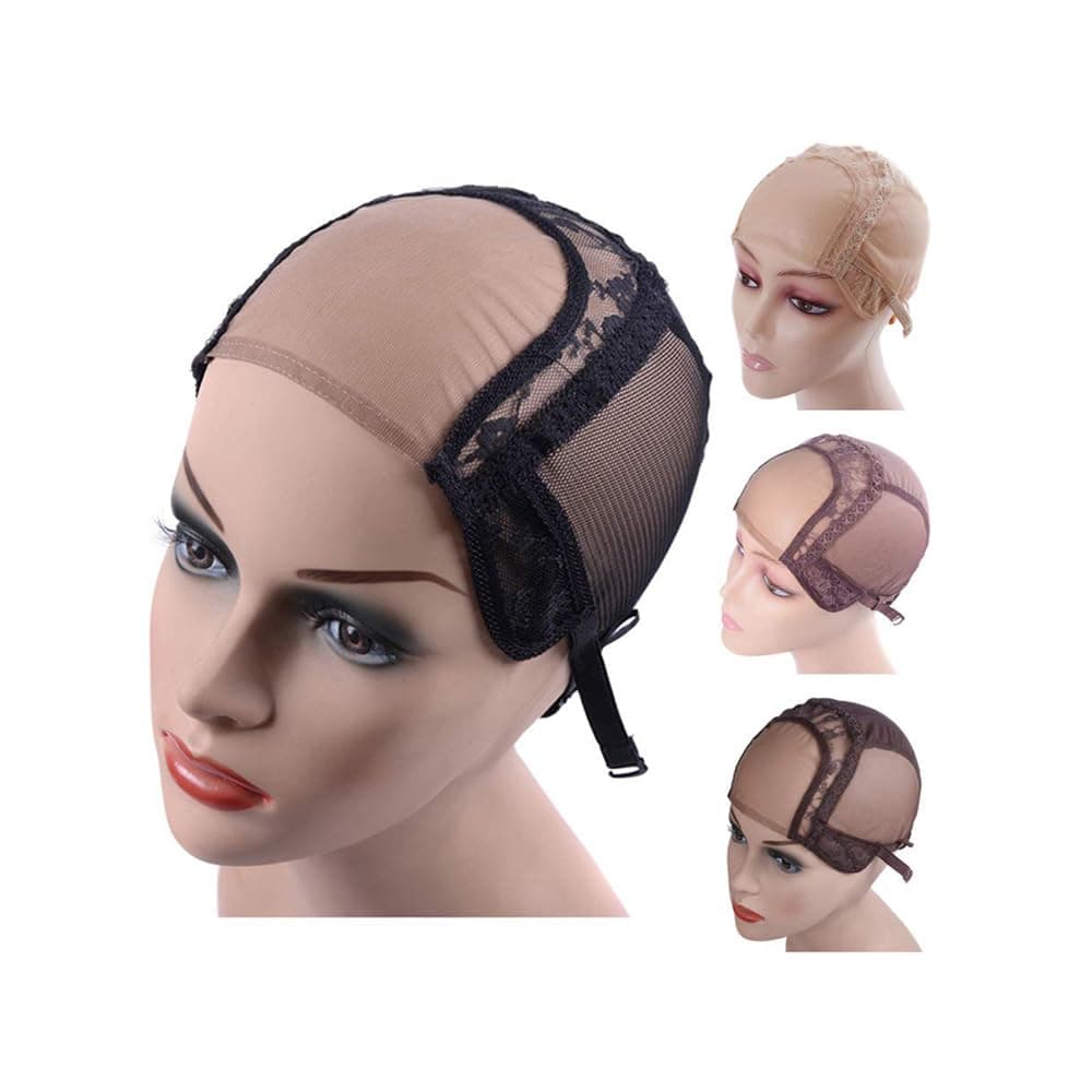 yantaisiyu L, Black: 4"4" U Part Wig Cap With Lace Net For Making Wigs With Adjustable Straps Mesh Wig Cap(Black L)