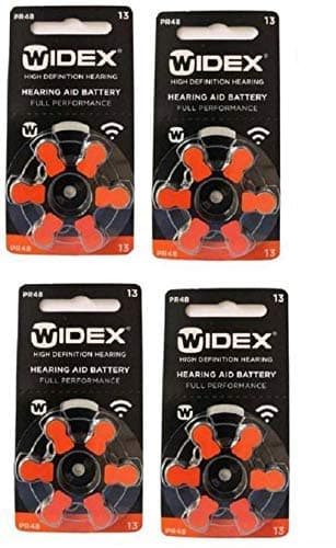 Widex hearing aid battery Size 13 (PR48) (4 Packets = 24 batteries)