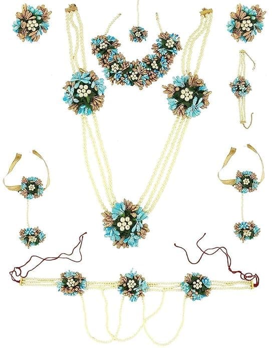 Anuradha Pearl Women Multi Colour Traditional Bridal Flower Combo Set For Haldi, Mehndi, Sangeet, Godbharari, Maternity Shoot Jewellery