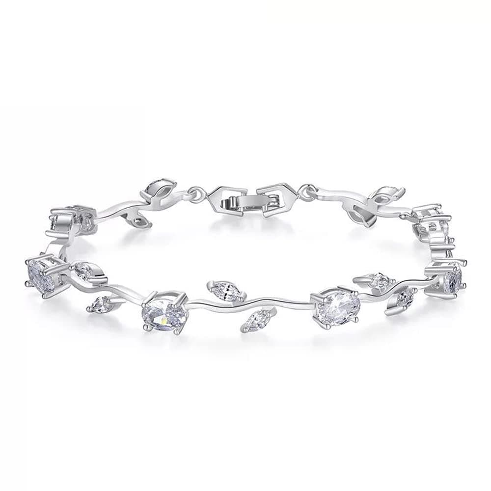 Shining Diva Fashion Crystal Bracelet for Women and Girls (Silver) (r9961b)