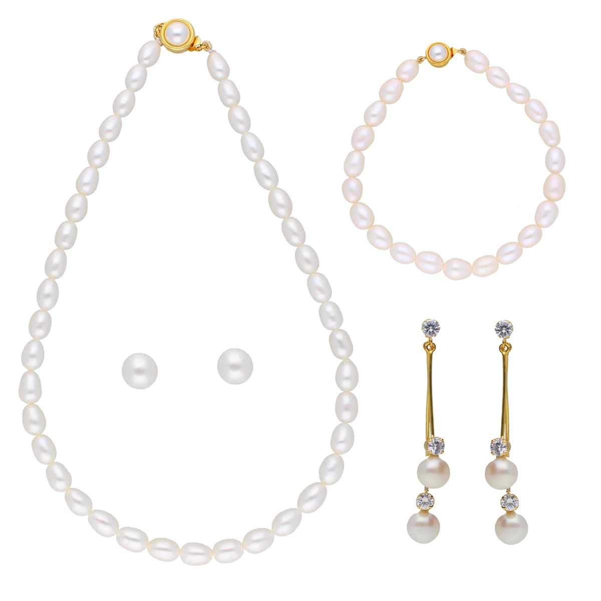 Sri Jagdamba Pearls Dealer Delight Pearl Combo Pendant Necklace Jewellery Set Gifts for Women and Girls