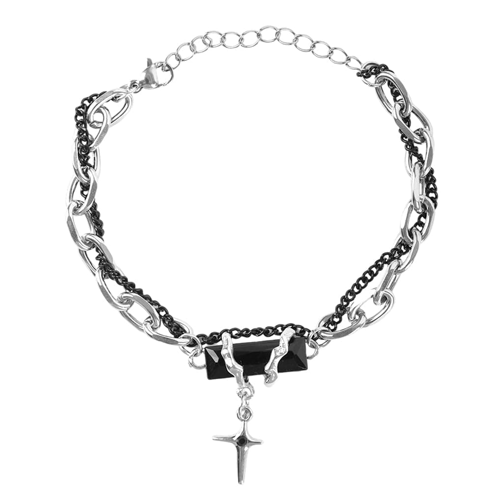 PROBEROS Bracelet for Man Gothic Link Double Strand Star Adjustable Charm