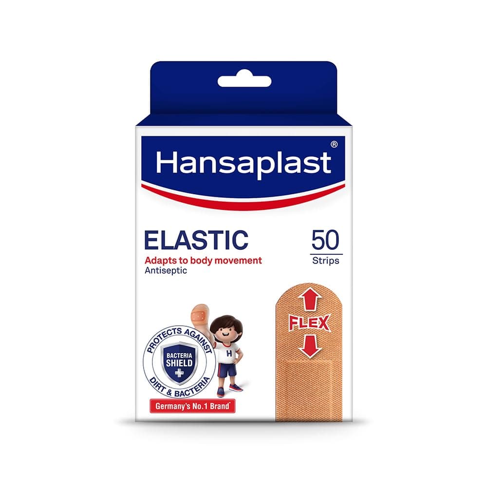 Hansaplast Antiseptic Elastic Bandage | Covered Wounds Heal Better | Blocks 99% of Bacteria | 3X Stretchable | Water Repellant | Adapts to Body Movement | For Wound Cuts , Scrapes and Finger Cuts | First Aid Essential