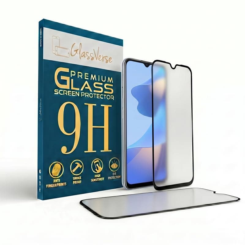 GlassVerse D+ Matte Tempered Glass With 18H Hardness For Oppo A16 (PACK OF 1) with Free Installation Kit Full screen Coverage Free Replacement If Received Damaged - 6.52 inch
