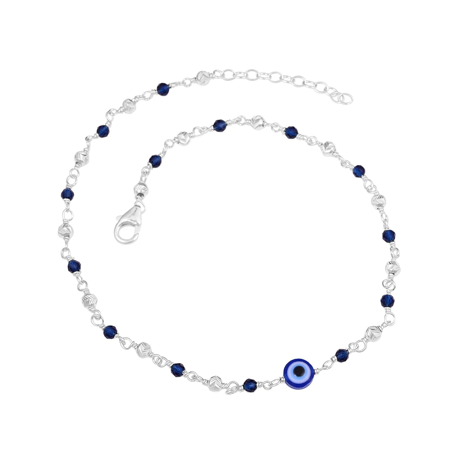 OVANA 925 Sterling Silver Evil Eye Anklet for Women & Girls | Hallmarked 925 Silver | Swarovski Evil Eye Bead | Hypoallergenic Ankle Bracelet | Gift for Raksha Bandhan, Anniversary & Valentine's Day.