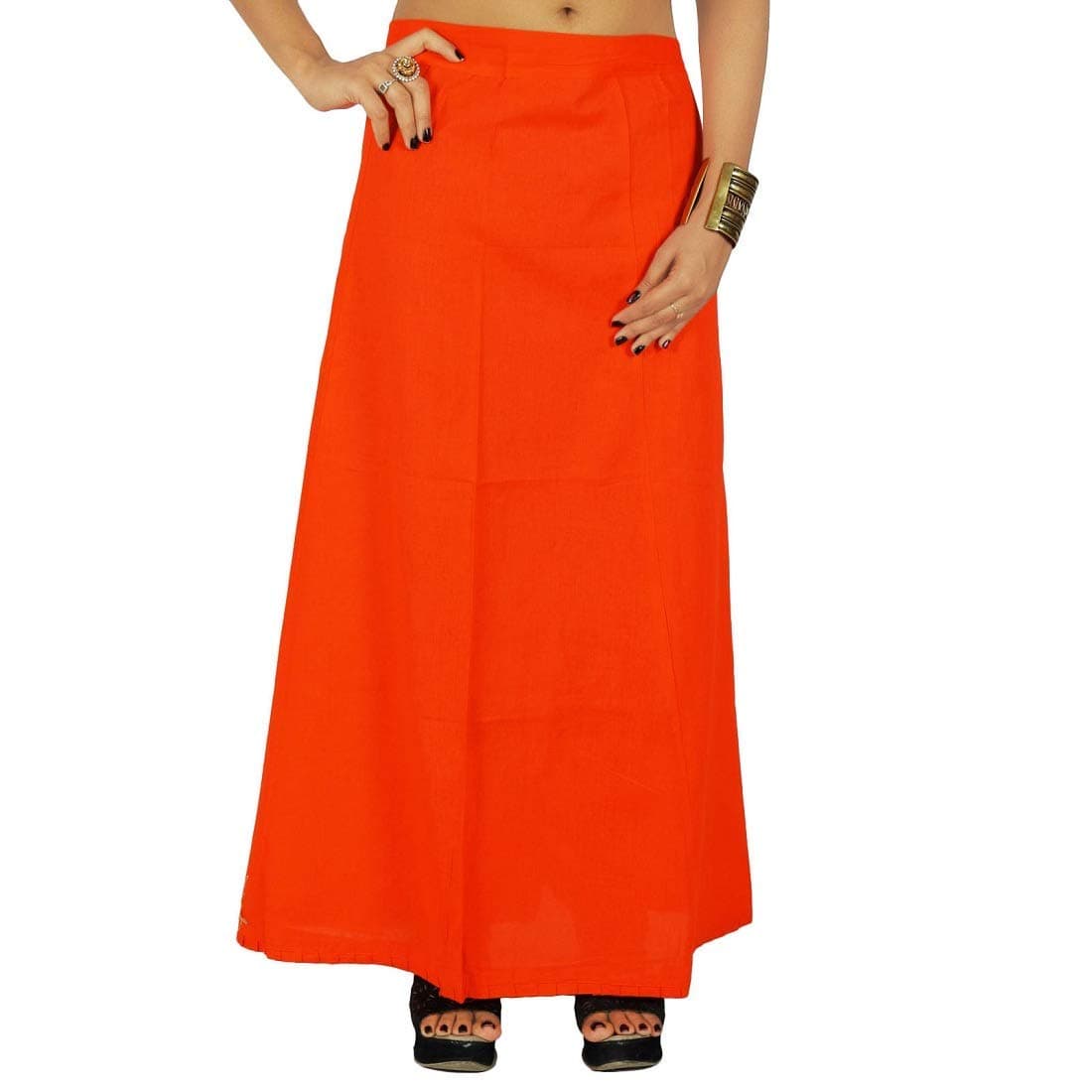 DESI DHANG Readymade Saree Petticoats(Free Size) (Orange)