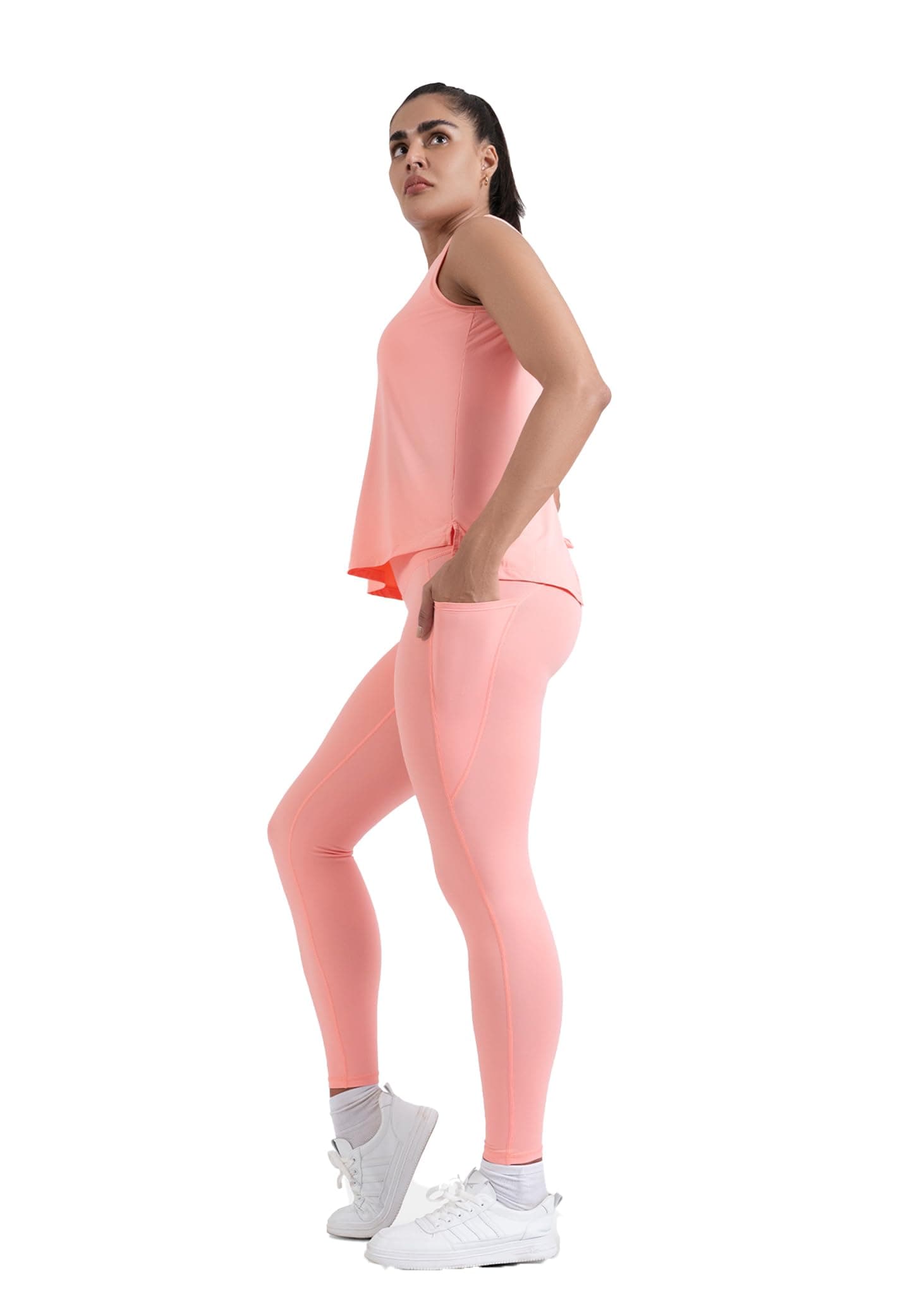 STRCH Nylon High Waist No-Roll Leggings for Women- Secure fit, Leggings for Gym, Yoga, Running, Super Stretch, Sweat-Wicking, Lightweight, Breathable, Wrinkle Free, No-roll Waist Band.