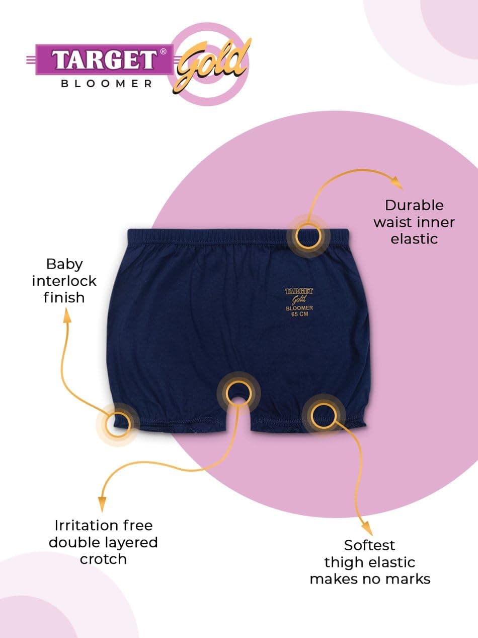 Target Gold Girls Cotton Bloomer | 100% Pure Cotton Innerwear for Girls | Everyday Comfort at Best Value | Soft and Gentle Kids Bloomer Panty (Color & Print May Vary)