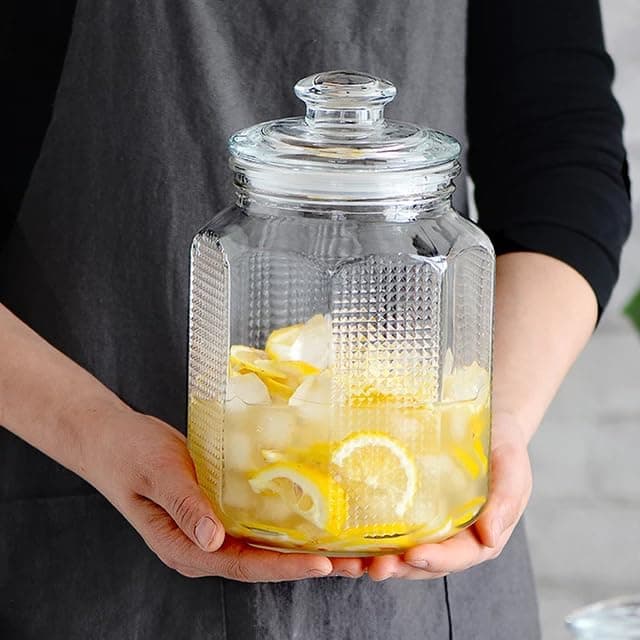 Avastro Glass Storage Jar with Lid - 2000 ml Glass Pickle Jar (Clear) Pack of 1 Grocery Containers - 2 liter