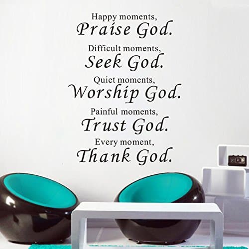 Gadgets Wrap Wall Sticker Home Decor Praise Seek Worship Trust Thank God Quotes Christian Bless Proverbs