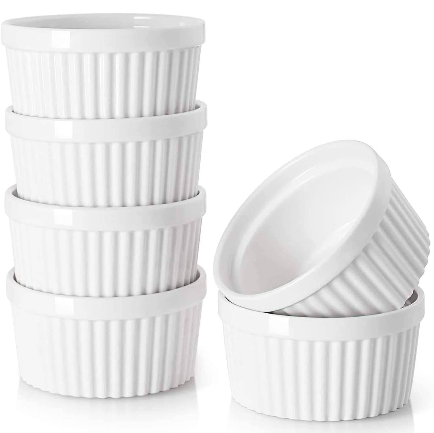 Caroc Ramekins Porcelain Baking Cups (100ml, White) -Set of 6