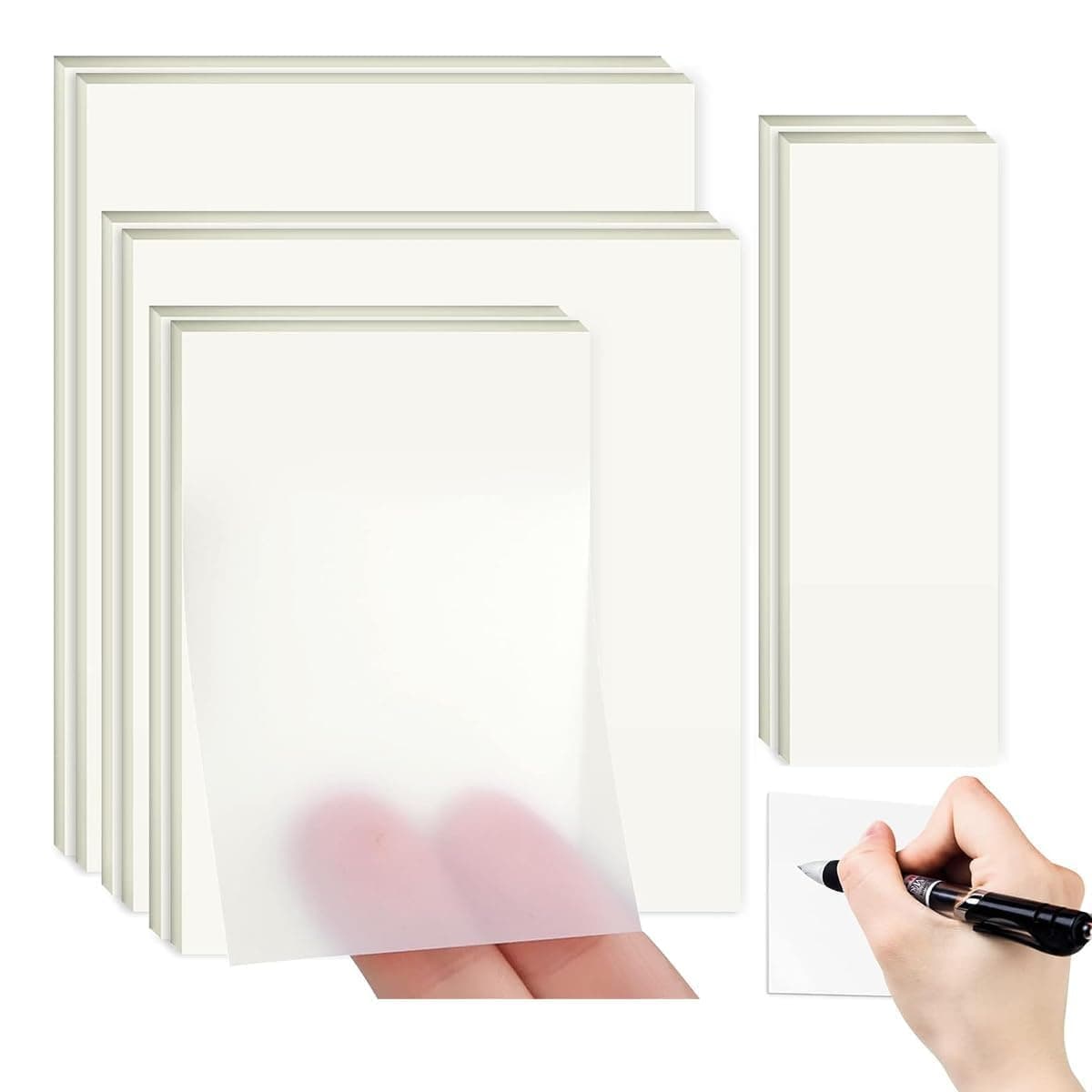 UCRAVO 400 Sheets Transparent Sticky Notes Self Adhesive Clear Sticky Notes for Writing Marking,Annotating Waterproof Reusable Sticky Pads for Office School College Study Planner Journaling Book Tabs