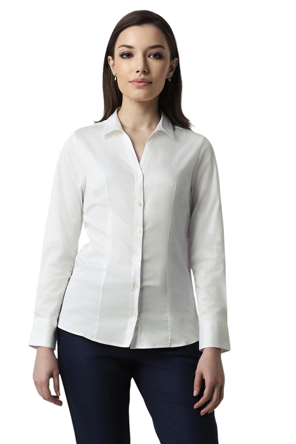 Van Heusen Women's Cotton Solid Regular Fit Shirt (VWSFCRGB623771_White M)