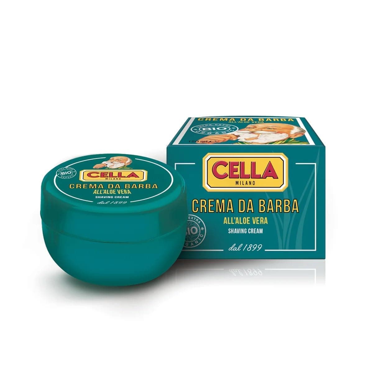 CELLA MILANO, Organic Aloe Vera Shave Soap in Bowl, 150 gm/5.2 oz, Highly Concentrated, Provides a Rich Thick Lather, Made in Italy