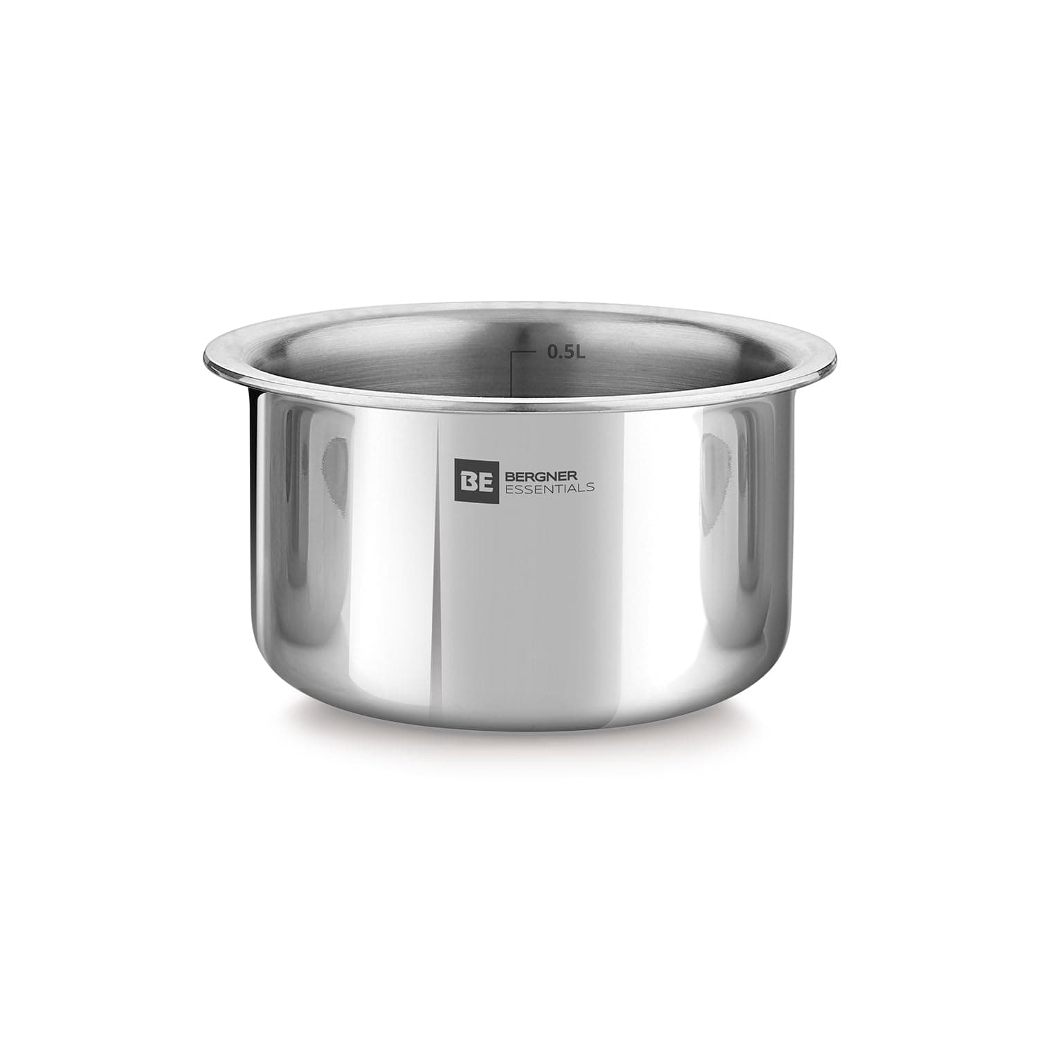 Bergner BE Bergner Essentials Tri-Ply Stainless Steel Tope/Patila/Topia, Even Heat Distribution, Consumes Less Oil, Easy to Clean, Induction Bottom and Gas Ready, 5-Year Warranty