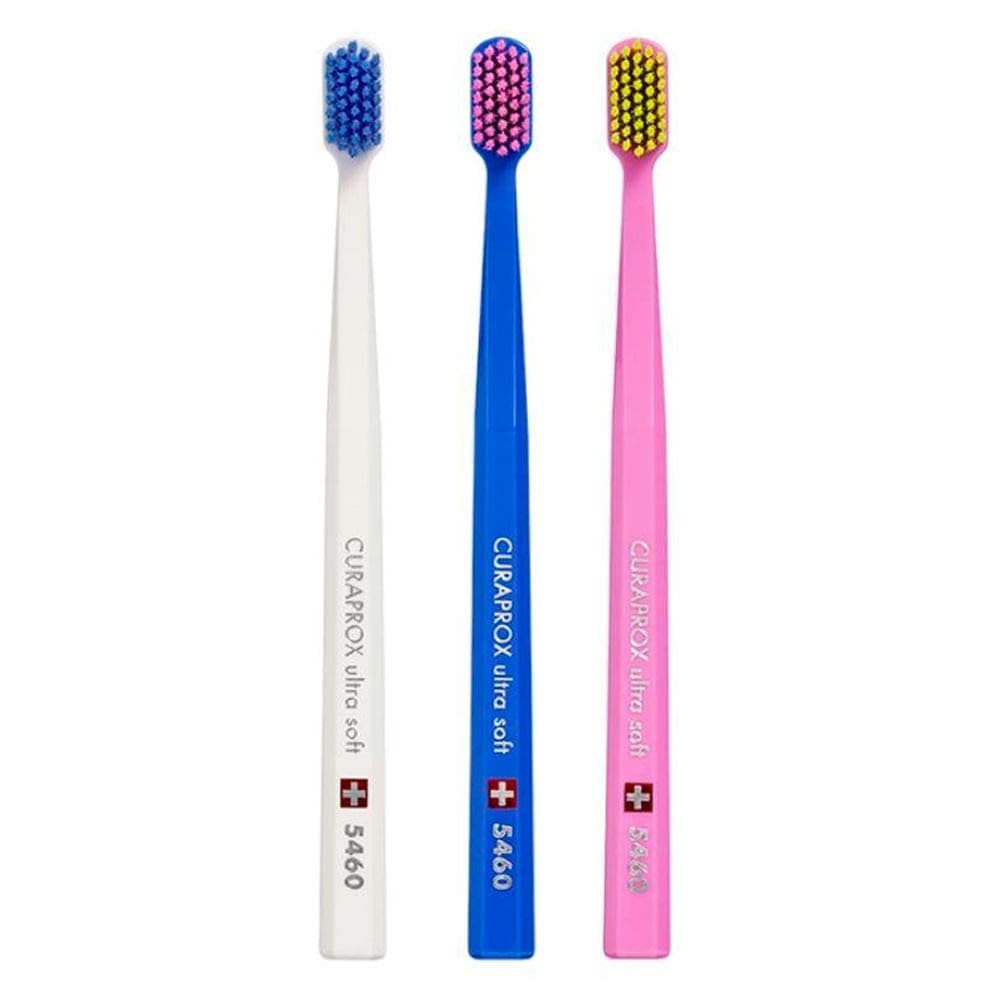 Curaprox Swiss 5460 Ultra Soft Toothbrush (3 Pack) 0.10 mm Assorted Colors