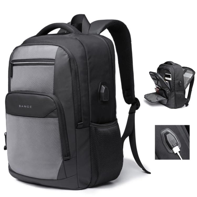 Red Lemon Swiss Cut Design 15.6" Laptop Backpack for Men and Women, Stylish 26L Capacity, USB Charging Port, Anti-Theft Pocket & Accessories Organizer (Gray)