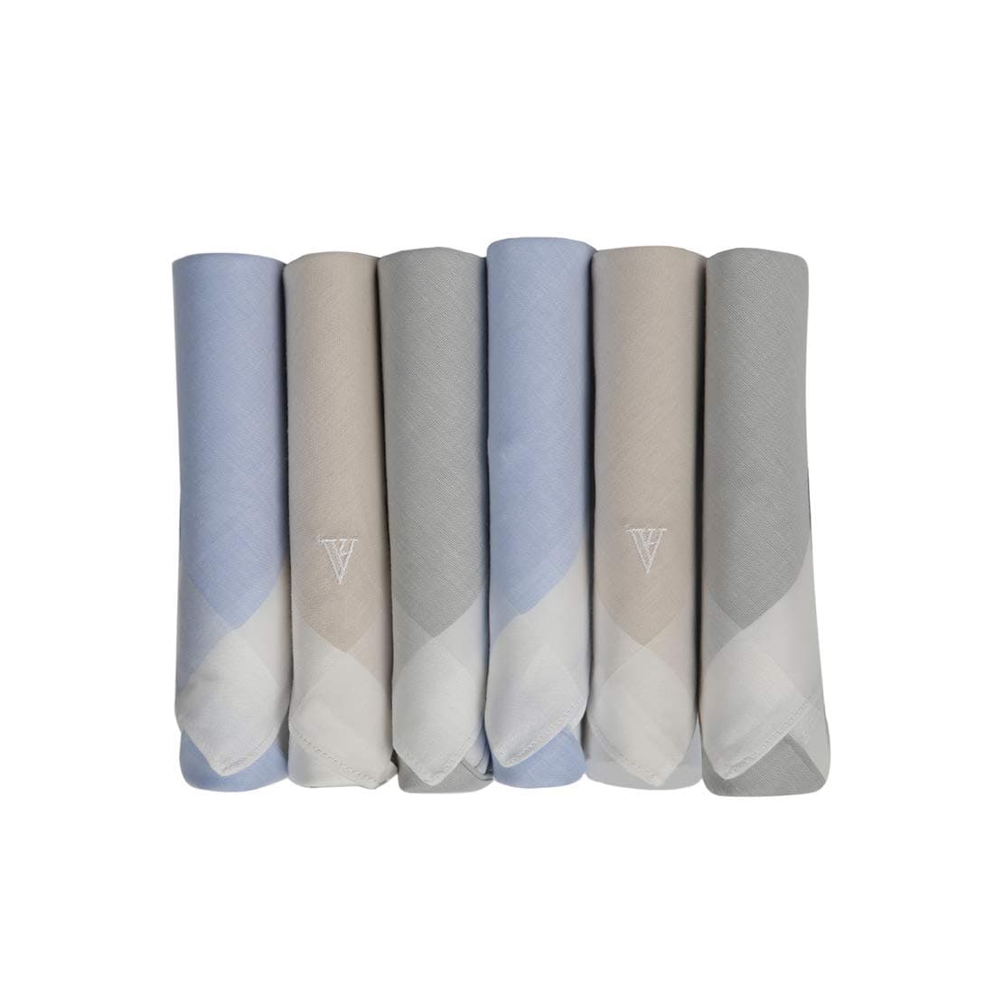Van Heusen Men's Casual Style Cotton Pastle Handkerchief With Brand Logo (Pack Of 6), Assorted, 45 cm X 45 cm